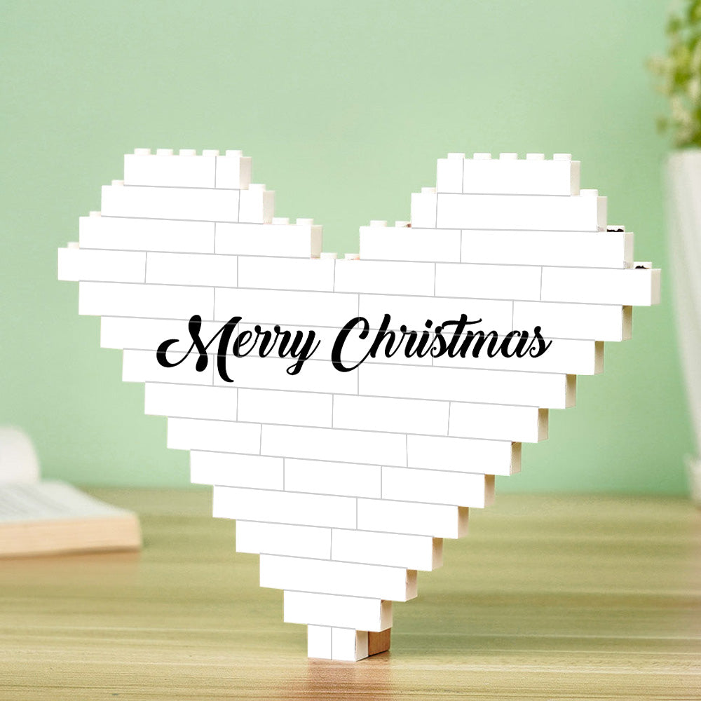 Building brick heart photo block with 'Merry Christmas' message, perfect Christmas gift.