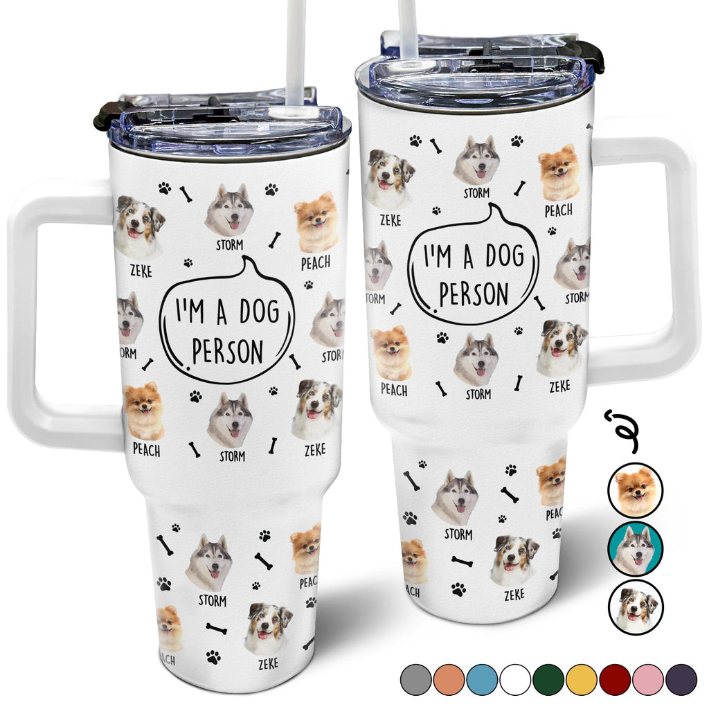 Personalized 40oz Tumbler with Straw featuring "I'm A Dog Mom, Dog Dad" design, perfect gift for dog lovers