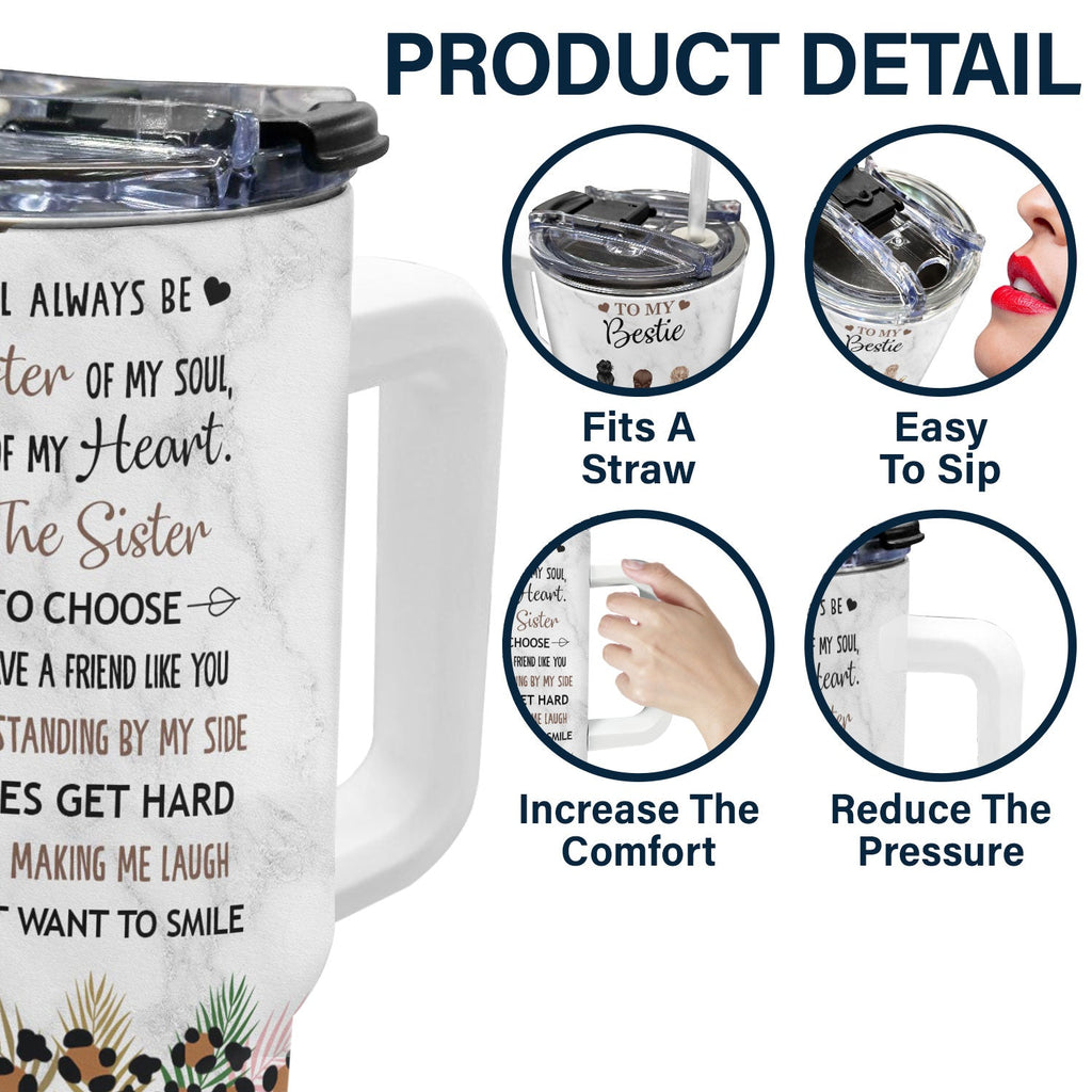 Personalized Best Friend 40oz Tumbler with straw, Leopard print, quote: Thank You For Standing By Me, Bestie Gift